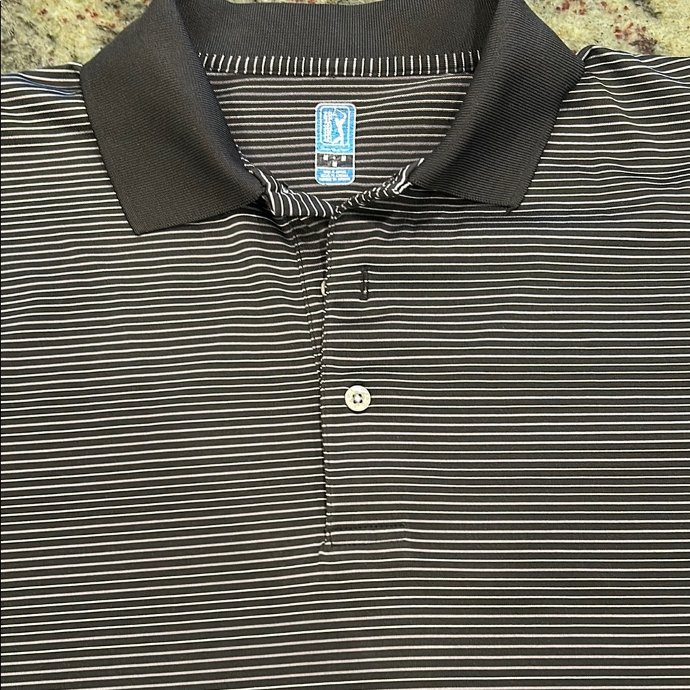 Men's Black Striped Polo Shirt
